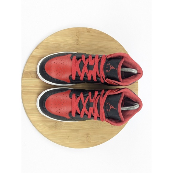 Nike Air Jordan 1 Mids Mens 6 Y Red Black Youth GS Shoes Sneaker Alternate Breds - Picture 9 of 12